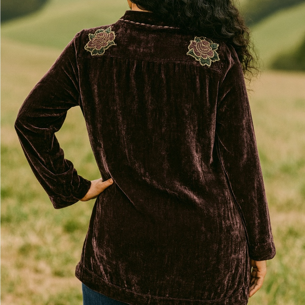 Double D Ranch Xiola heavily embroidered beaded Velvet Tunic NWOT - Picture 11 of 15